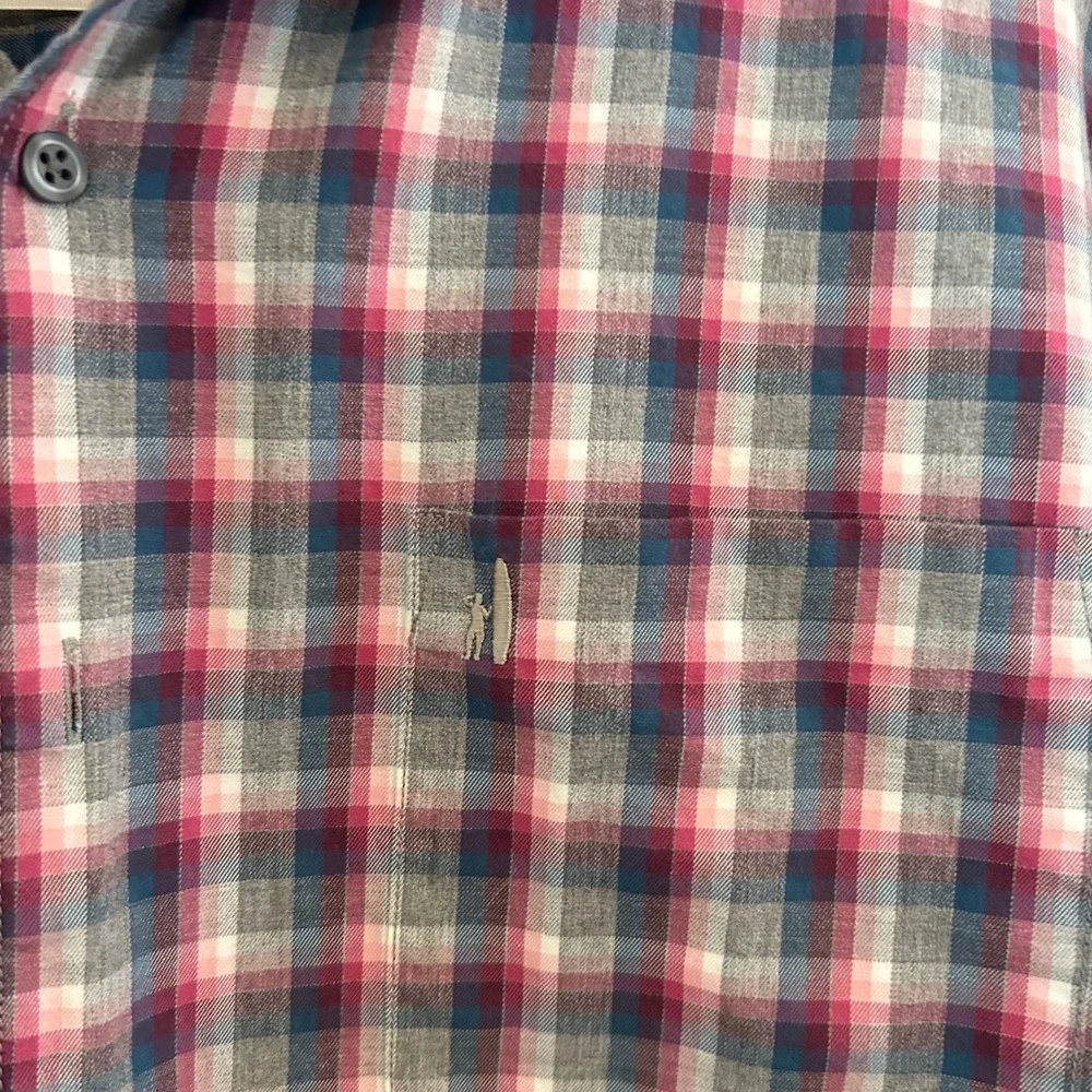 Johnnie-O Hangin Out Button Down Mens XL Dolly Pink Blue Plaid JMWL 5530 Shirt